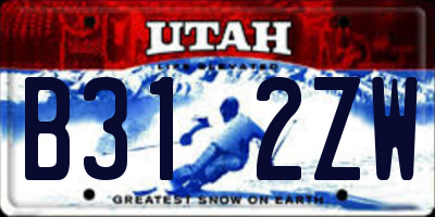UT license plate B312ZW