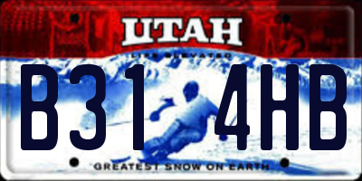 UT license plate B314HB