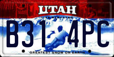 UT license plate B314PC