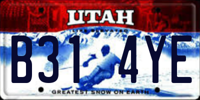 UT license plate B314YE