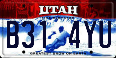 UT license plate B314YU