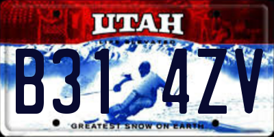 UT license plate B314ZV