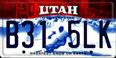 UT license plate B315LK