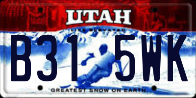 UT license plate B315WK
