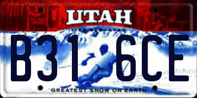 UT license plate B316CE