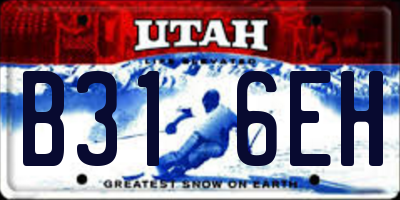 UT license plate B316EH