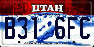 UT license plate B316FC