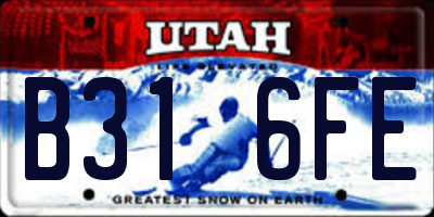 UT license plate B316FE