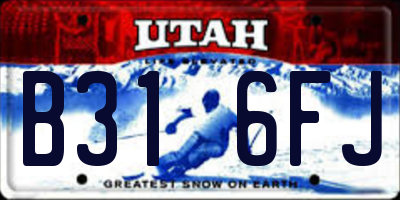 UT license plate B316FJ