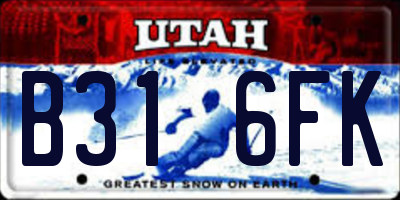 UT license plate B316FK