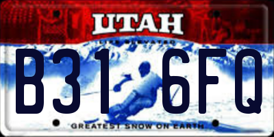 UT license plate B316FQ