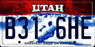 UT license plate B316HE