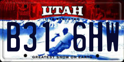 UT license plate B316HW