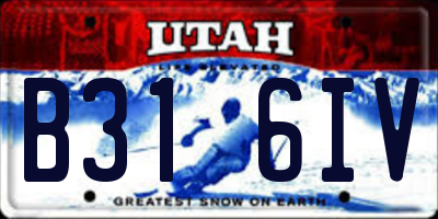 UT license plate B316IV