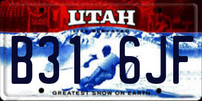 UT license plate B316JF