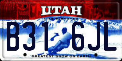 UT license plate B316JL
