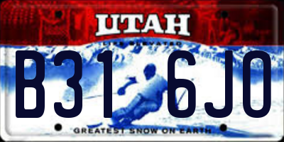 UT license plate B316JO