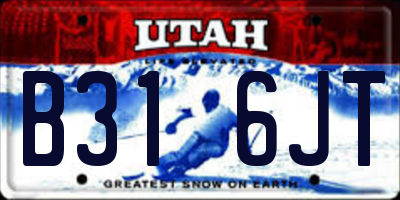 UT license plate B316JT