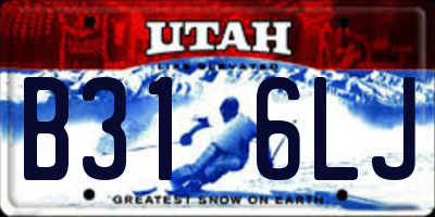 UT license plate B316LJ