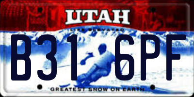 UT license plate B316PF