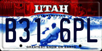 UT license plate B316PL