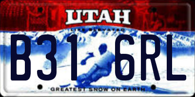 UT license plate B316RL