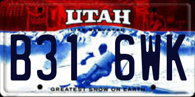 UT license plate B316WK