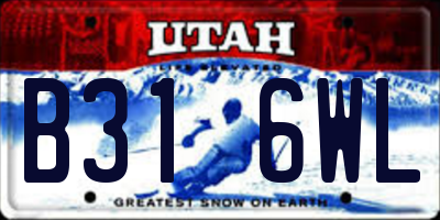 UT license plate B316WL