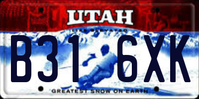 UT license plate B316XK