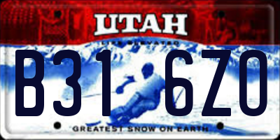 UT license plate B316ZO
