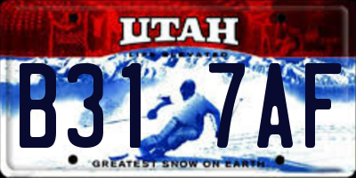 UT license plate B317AF