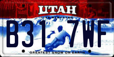 UT license plate B317WF