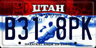 UT license plate B318PK