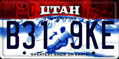 UT license plate B319KE