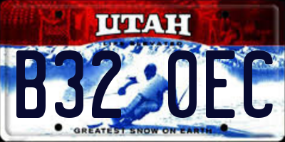 UT license plate B320EC