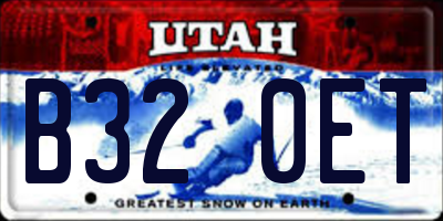 UT license plate B320ET