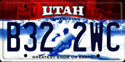 UT license plate B322WC