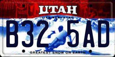 UT license plate B325AD