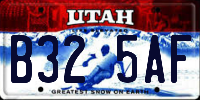 UT license plate B325AF