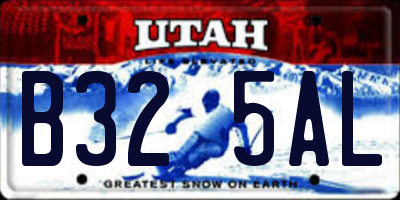 UT license plate B325AL