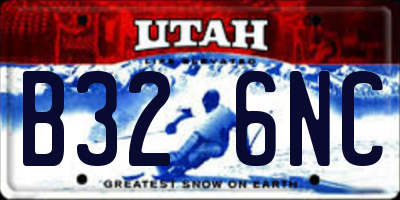 UT license plate B326NC