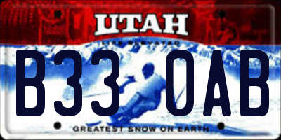 UT license plate B330AB