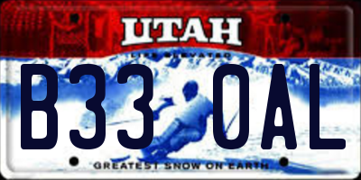UT license plate B330AL
