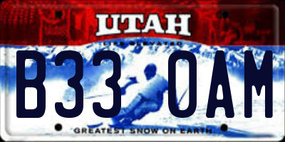 UT license plate B330AM