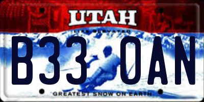 UT license plate B330AN