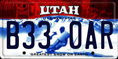 UT license plate B330AR