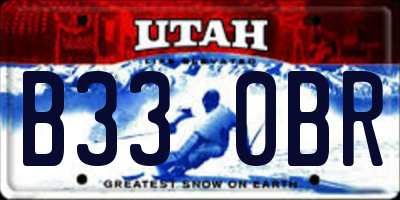 UT license plate B330BR