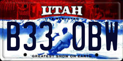 UT license plate B330BW