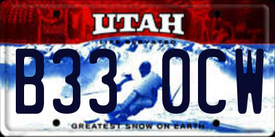 UT license plate B330CW