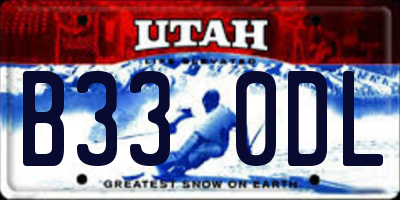 UT license plate B330DL